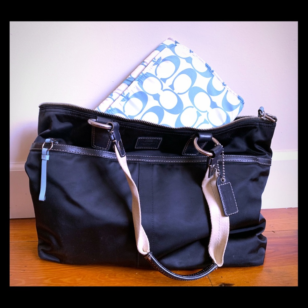 COACH durable CLASSIC black diaper bag/laptop tote